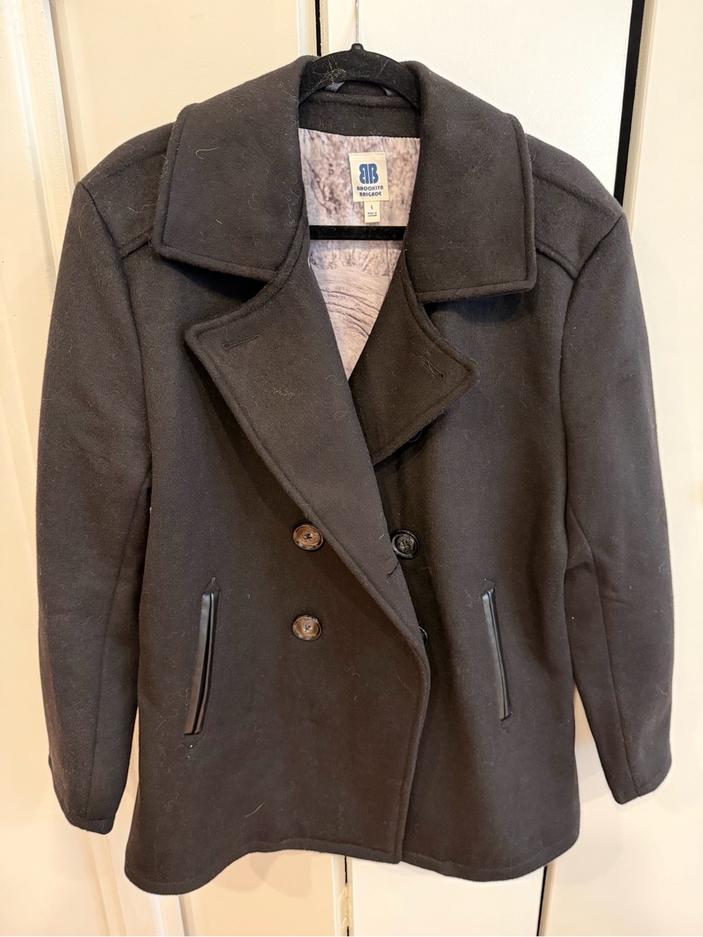 Brooklyn Brigade Men’s Black Wool Pea Coat